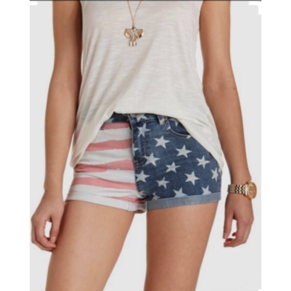 American Flag Jean Shorts